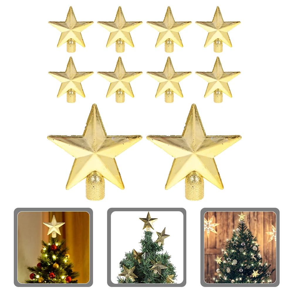 

10pcs Mini Christmas Star Topper Xmas Tree Decorations Lovely Chic Home Party Festival Ornament Mini Xmas Tree Star Decoration