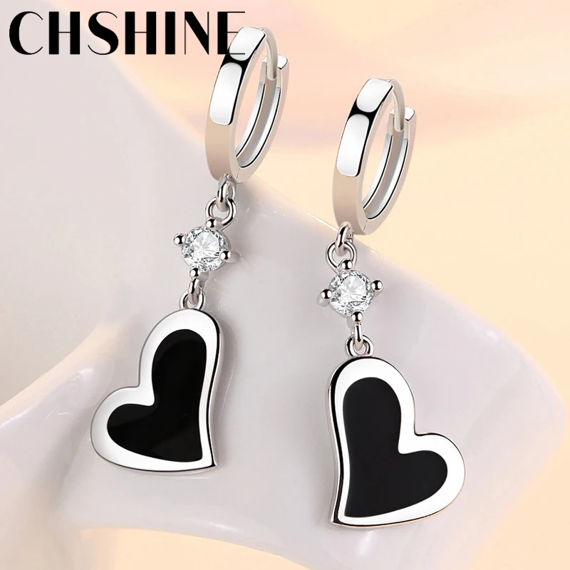 CHSHINE-pendientes de plata de ley 925 con forma de corazón para mujer, joyería de moda para boda, cena y fiesta