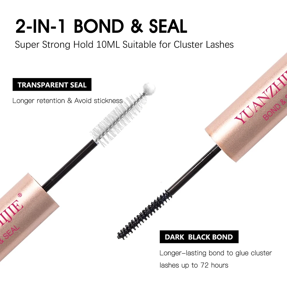 YUANZHIJIE 10ml Eyelash Bond And Seal Waterproof Cluster Glue Mascara Long Lasting for Cluster Eyelash Extension Extra Strong