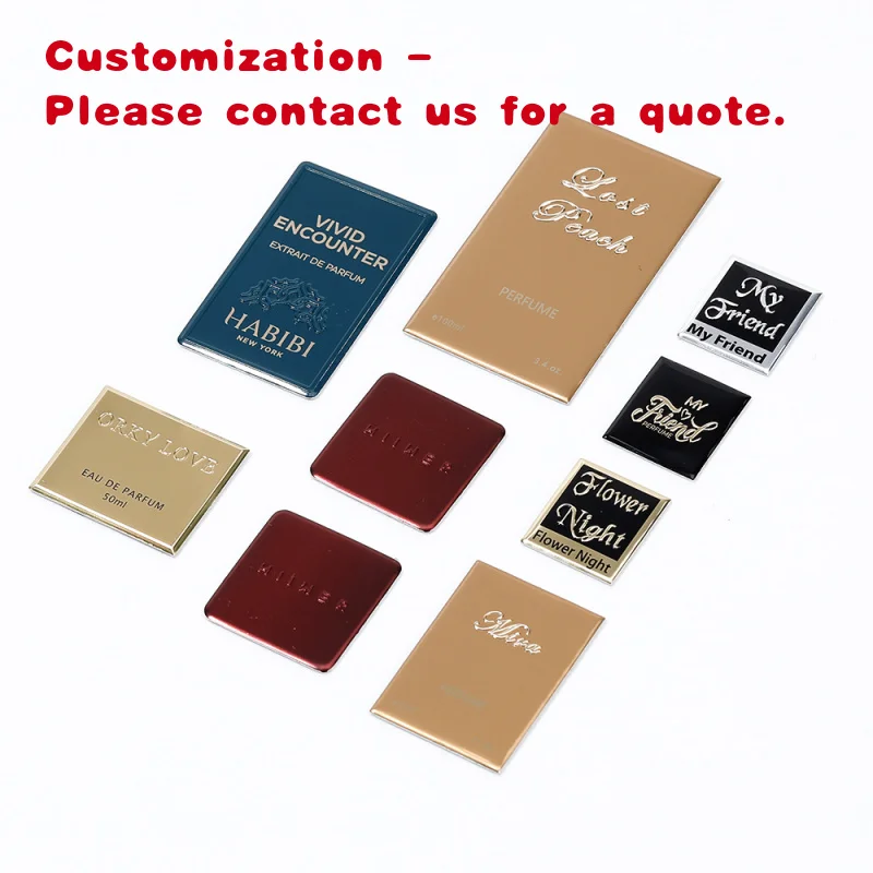 custom.Luxury Metal Embossed Labels Aluminum Private Label Perfume Stickers Reusable Perfume Label Sticker