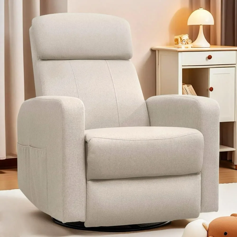 Power Swivel Recliner Chairs for Adults, Electric Glider Rocking Chair Nursery,Glider Recliner Chair with Classified Side Pocket