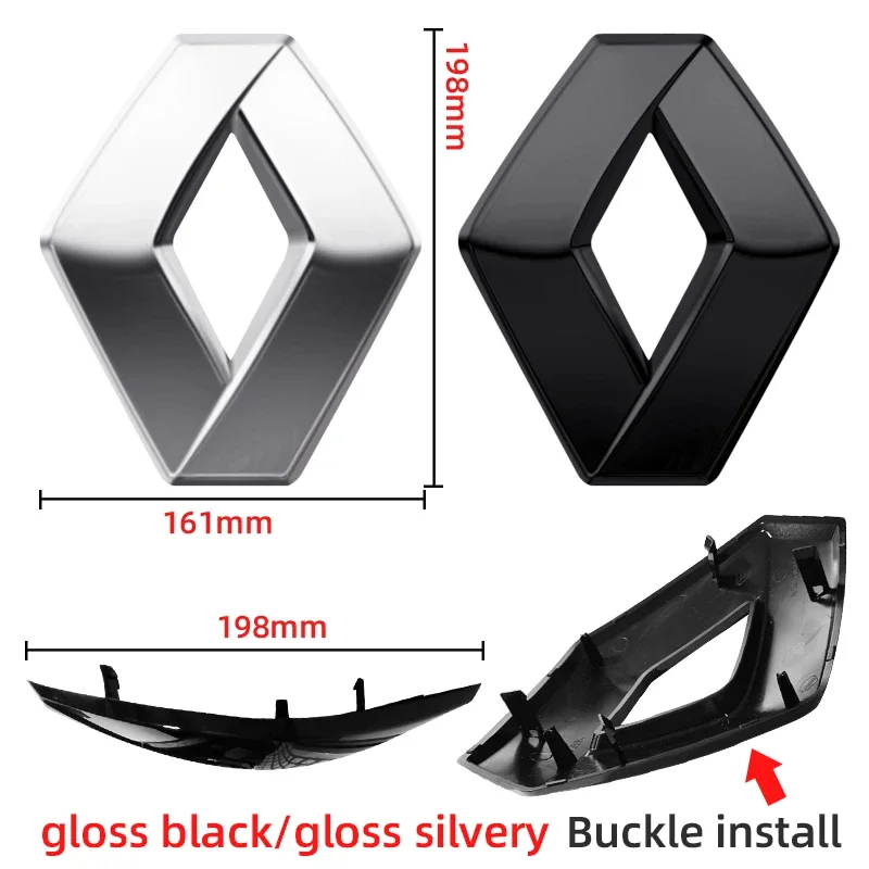 ABS For Renault Megane 2 3 Clio Duster Captur Logan Koleos Auto Accessories Car Front Hood Emblem Sticker Rear Trunk Badge Decal