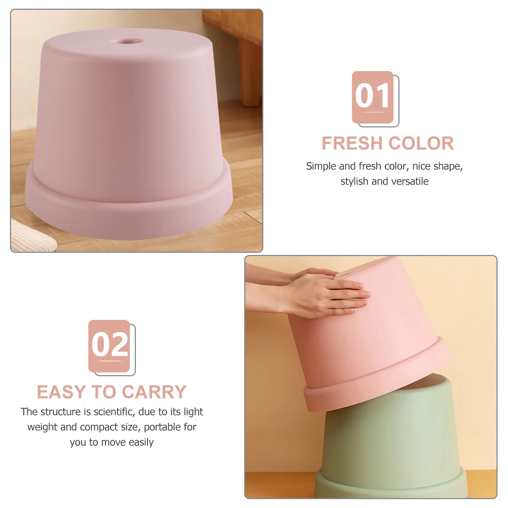 

Anti-Slip Plastic Stool Lightweight 'S Footstool Stackable Sitting Stool For Home Bedroom Living Room