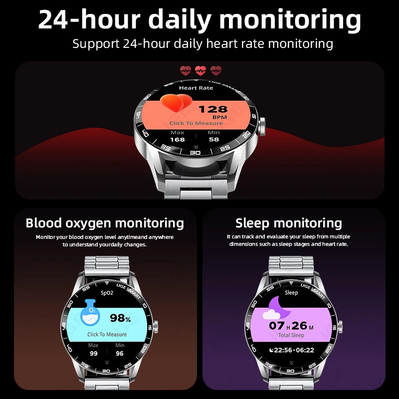 LIGE Nowy Smartwatch Męski ze Stali 1,38 cala Połączenia Bluetooth Zegarki Biznesowe Męskie Monitorowanie Aktywności Fitness Sportowy Pomiar Tętna Zdrowotny Smartwatch