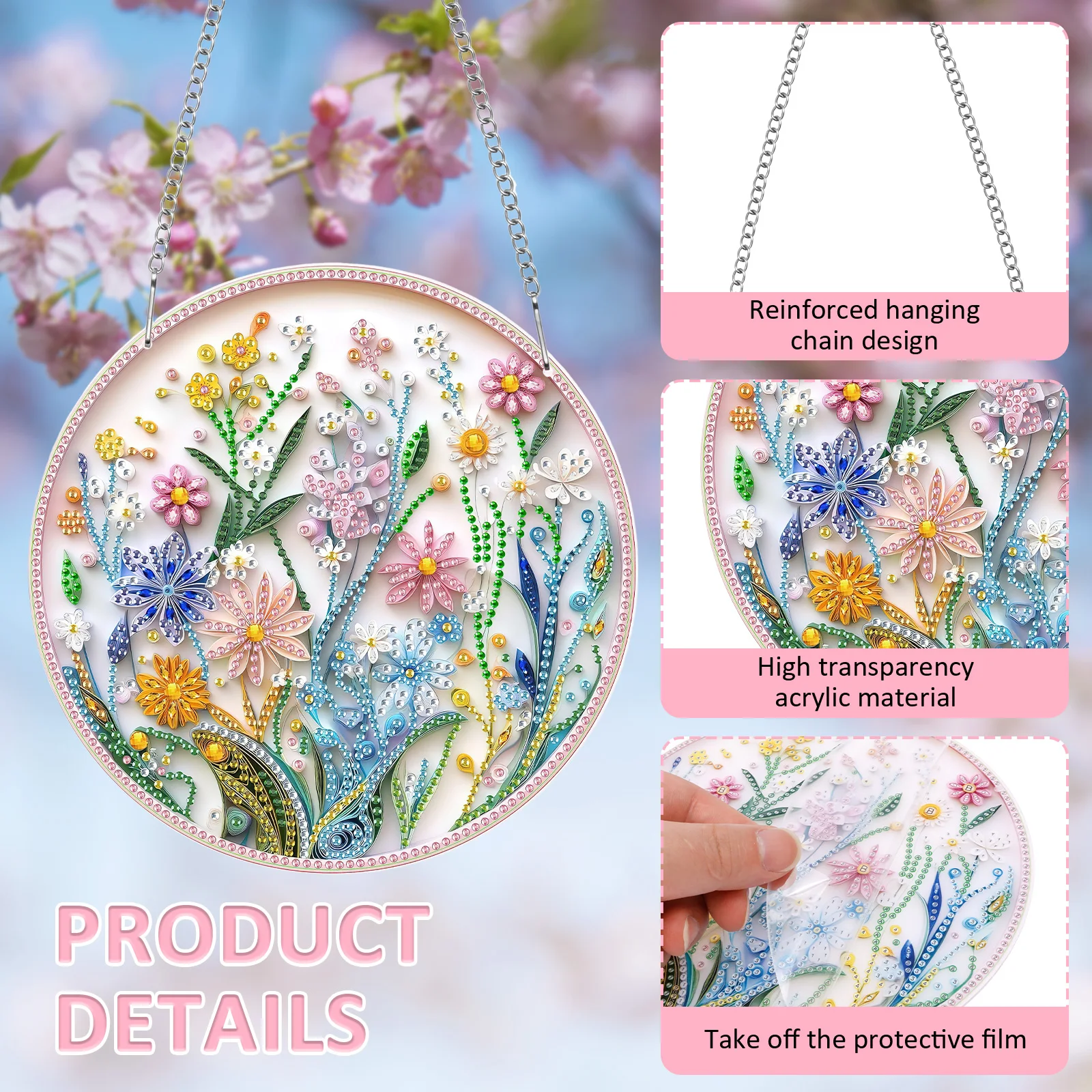 Diamond Art Kits Special Shaped Rhinestone DIY Acrylic Diamond Art Window Wall Pendant Hanging Ornament Kit Rhinestone Painting view 5