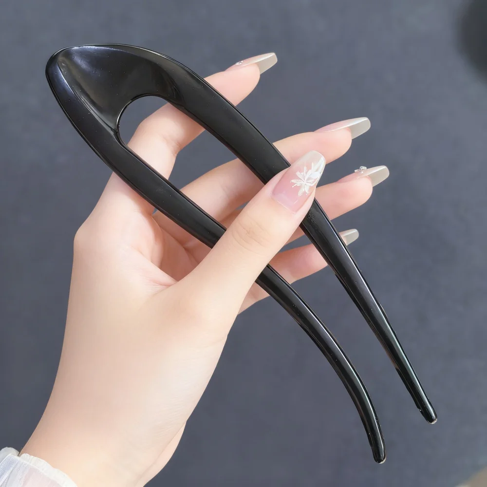 Dicke, einfache U-förmige Haargabeln für Frauen und Mädchen, Metall-Haarspangen, geometrische Haarclips, modische Haaraccessoires für Damen – Detail 6