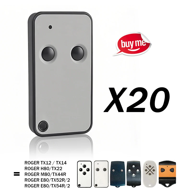 

Special Offer 20pcs ROGER E80/TX52R/2 E80 TX52R TX54R H80 TX22 M80 TX44R TX12 TX14 Electric Garage Gate Remote Control 433.92MHz