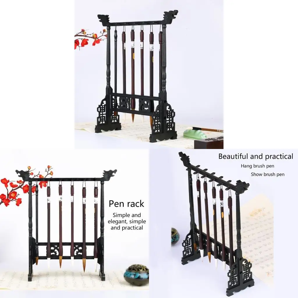 

Vintage Brush Pen Holder Resin Rack 12-pin Brush Pen Holder for Ideal for Teacher School Home Desk