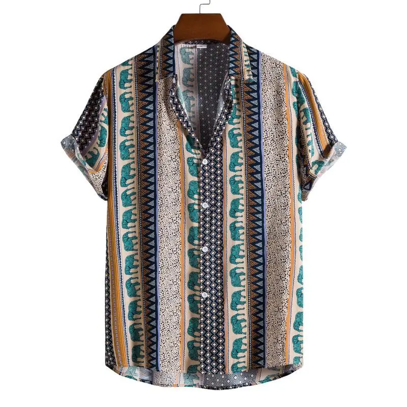

Summer new men's casual fashion 3D digital printing short-sleeved shirt