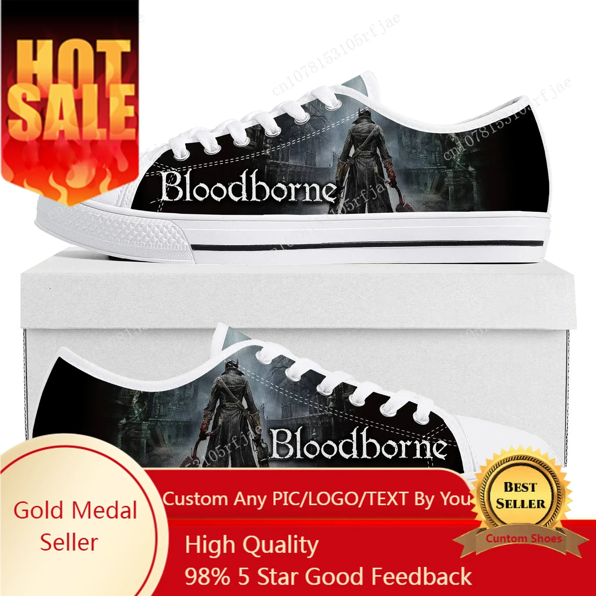 Bloodborne Low Top Sneakers Hot Cartoon Game Womens Mens Teenager Fashion Canvas Sneaker Couple Custom Built Shoes