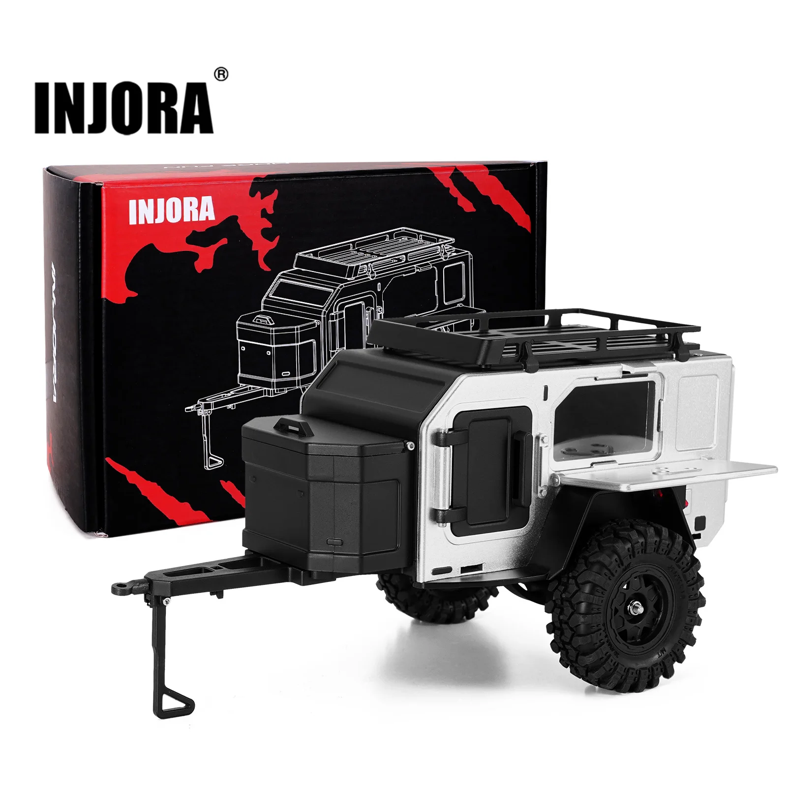 INJORA Off-Road Camping Trailer for 1/18 1/24 RC Crawlers TRX4M SCX24