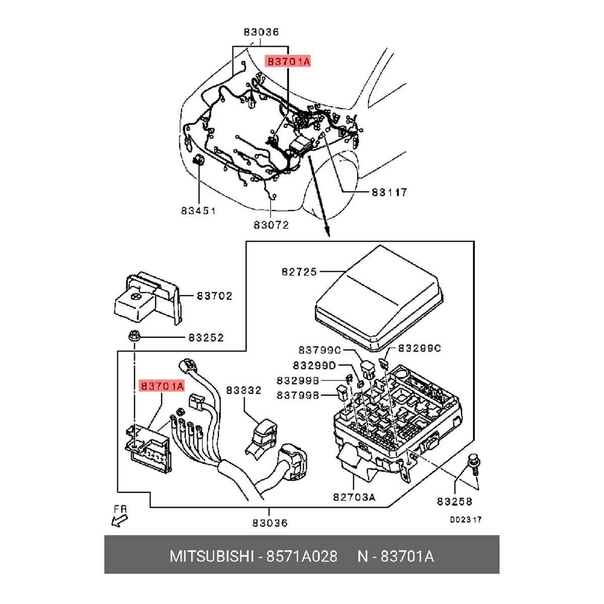 Fusible Link Box Assembly for Mitsubishi Outlander ES LE SE SEL 2014-2018 8571A028