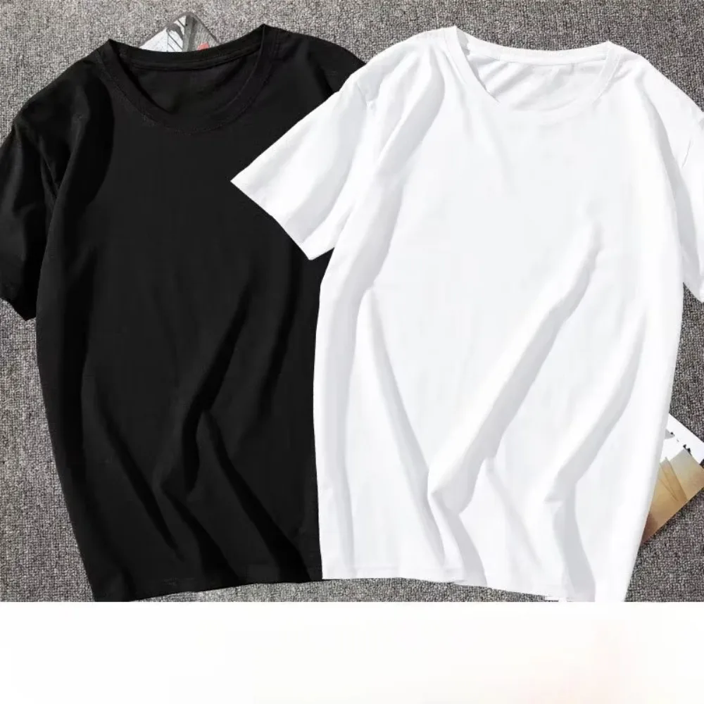 Baumwoll-Oversize-T-Shirt für Herren, Kurzarm, Modemarke, Trend, Weiß, Schwarz, Kleidung, T-Shirts, Damenprodukte, Sommer, S-3XL – Detail 5