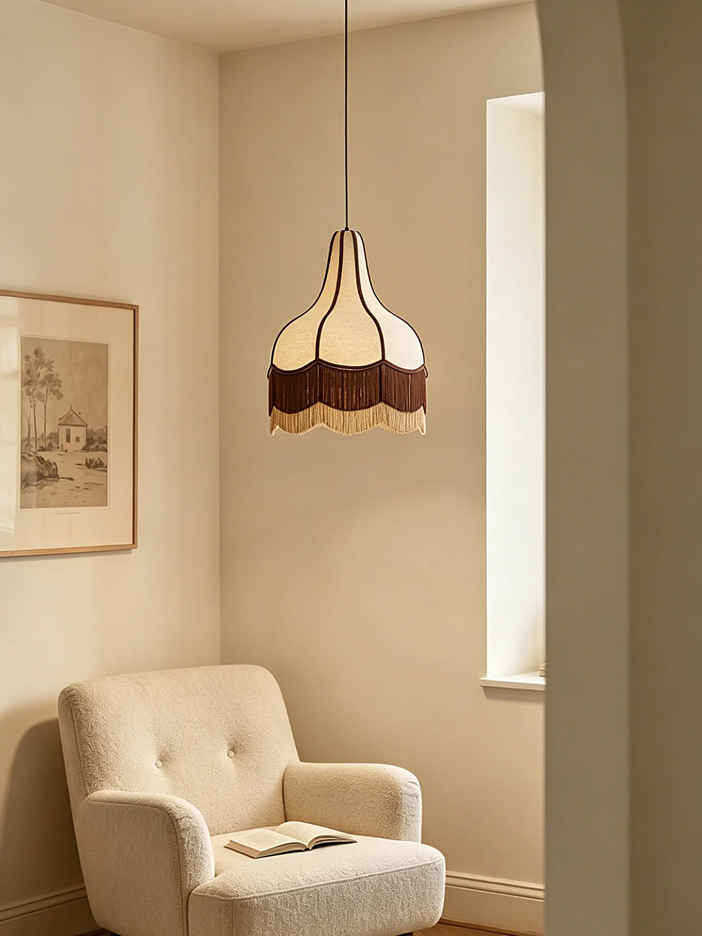 Wabi-sabi Linen Tassel Pendant Light Double Fringe Fabric Hanging Lamp E27 Cloth Shade For Dining Bedroom Cafe Home Decor Light