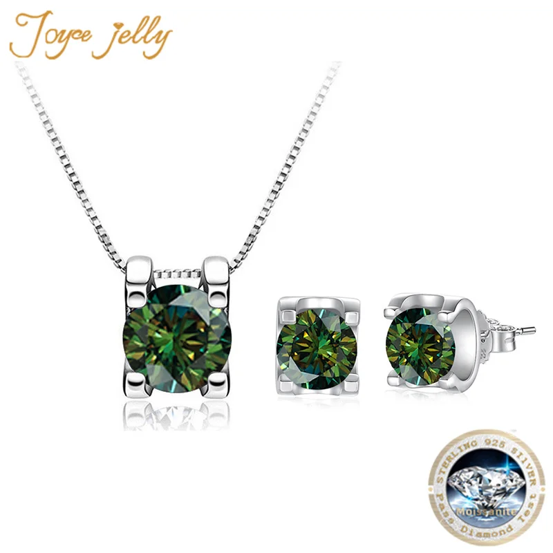 

JoyceJelly 3ct D Clolor Real Moissanite Women's Sterling Silver 925 Jewelry Sets Earrings Necklace For Women Bridal Sets Gifts