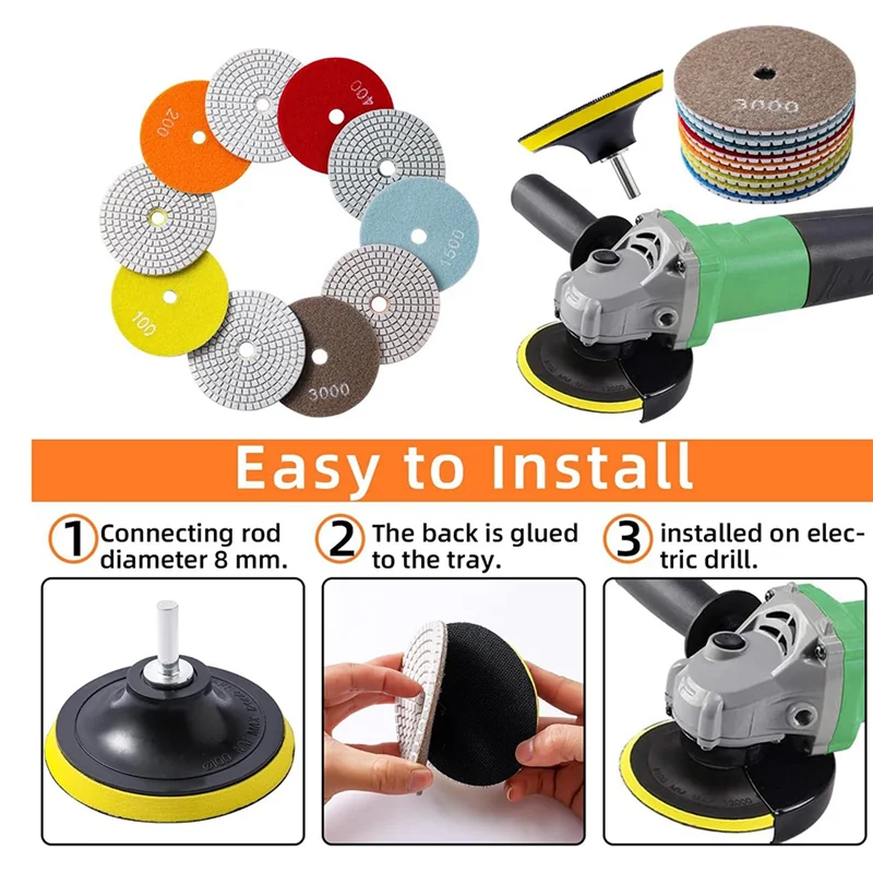 

HRBAJ-13 шт. набор алмазных полировальных подушечек, подушечки с зернистостью 50-8000, набор для влажной/сухой полировки с подкладкой для дрели-шлифовальной машины, полировщика