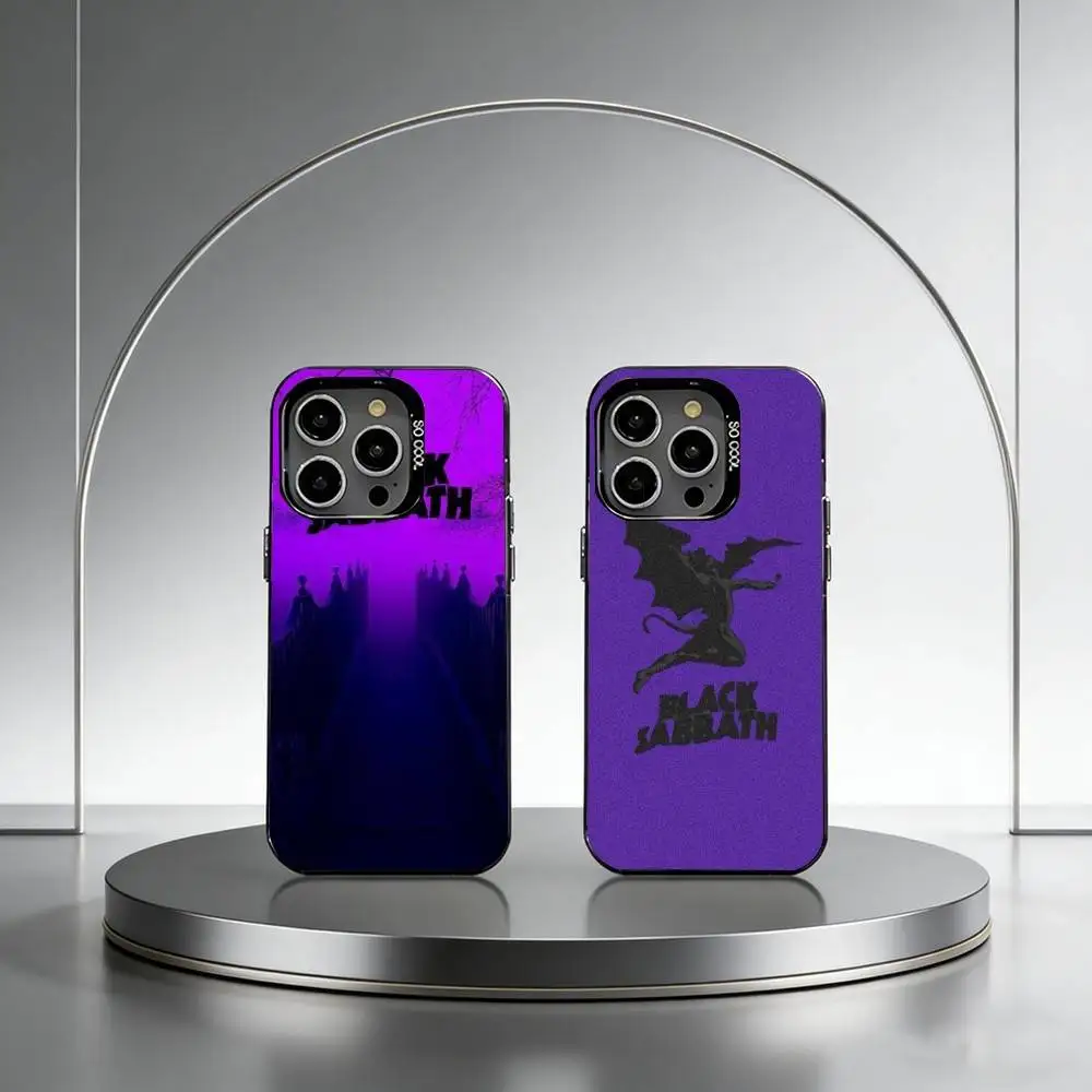 

B-Black S-Sabbath Heavy Metal Band Phone Case For iPhone 17,16,15,14,13,12,11 Plus,Pro Max,XS,Colored Silver Plated Inside Cover