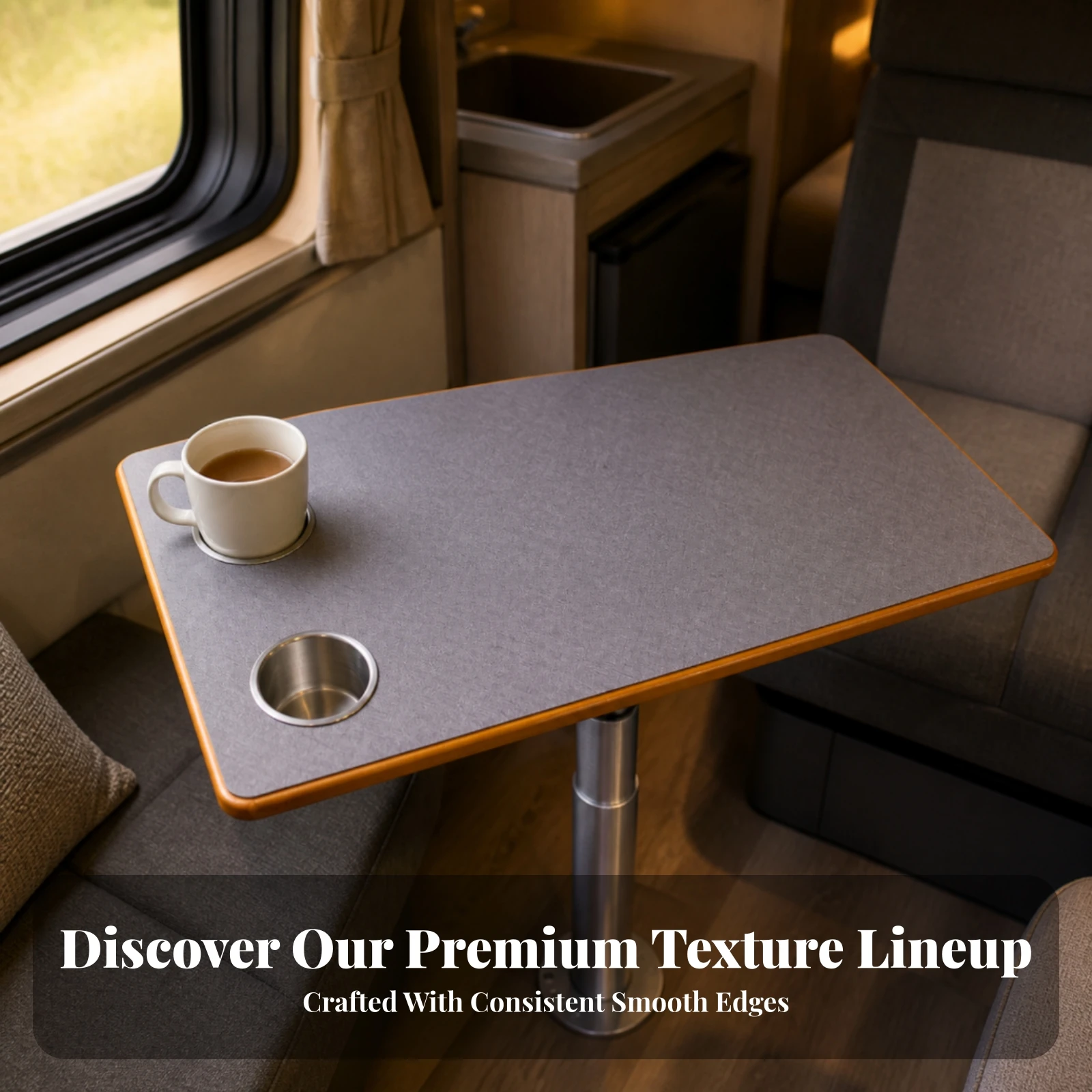 Tabletop with Cup Holders Compact Wooden Table Board TV Tray with Cup Holder Slim Versatile for Campers, RV Interior - view 3