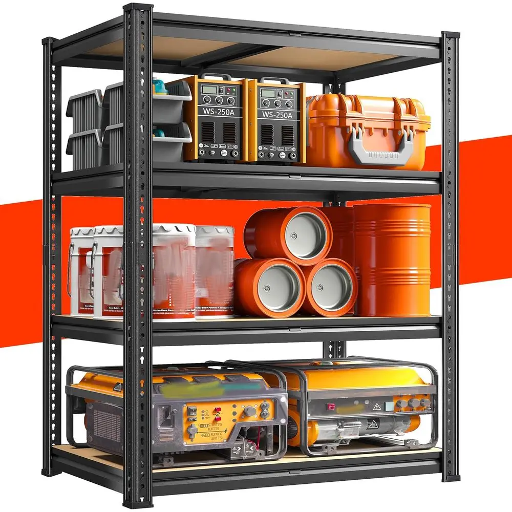 

4-Tier 35.45"W×17.72"D×60.05"H Metal Shelving, 1840LBS Adjustable Storage Rack for Kitchen Basement Pantry Warehouse