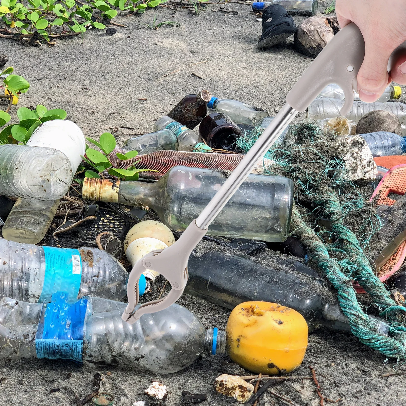 

2 шт., зажим для мусора из нержавеющей стали, легкий прочный захват, нескользящая ручка для сбора мусора, мусора, высокий