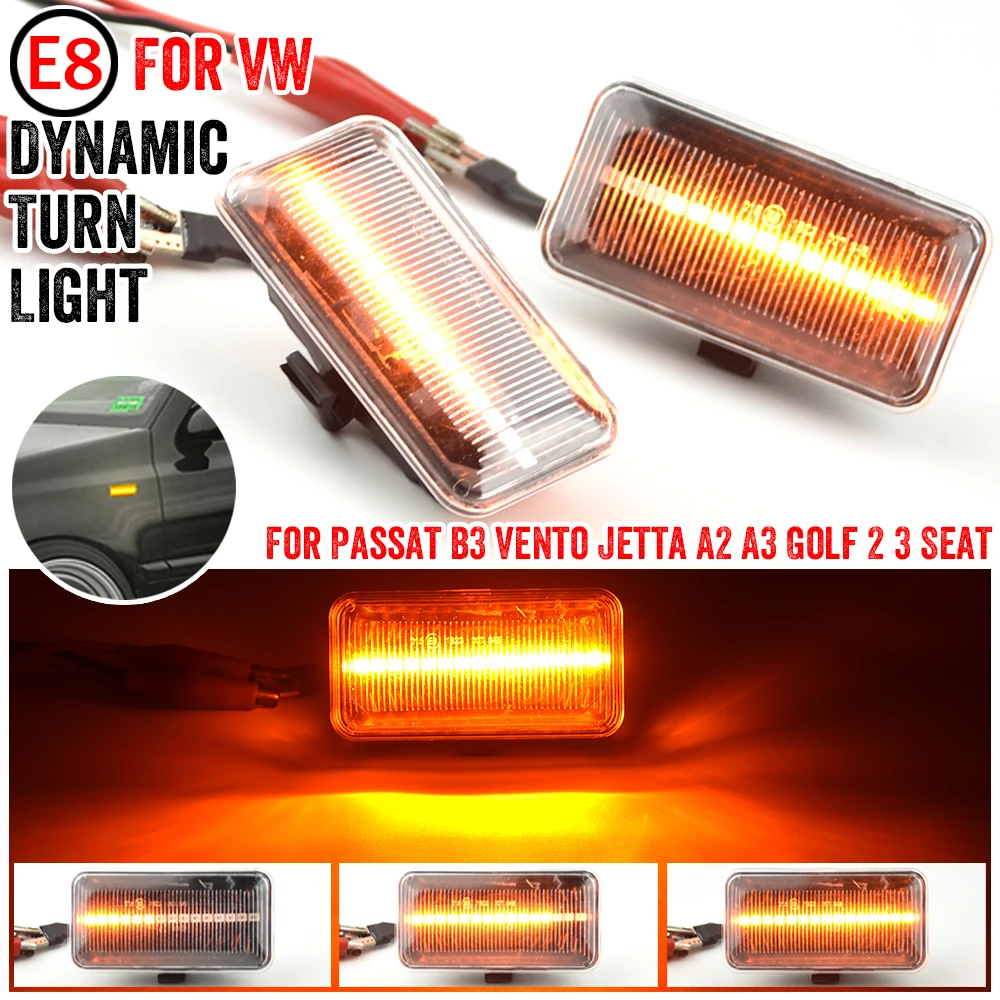 

2Pcs Dynamic LED Side Marker Signal Light Indicator Lamps For VW Passat B3 Vento Jetta A2 A3 Golf 2 3 Seat Ibiza 2 Cordoba 1