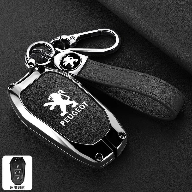 Modische Leder-Autoschlüsselhülle für Peugeot 408 2008 3008 5008 308 4008 508, Schlüsselanhänger-Schutz, Dekoration, Innenraumzubehör
