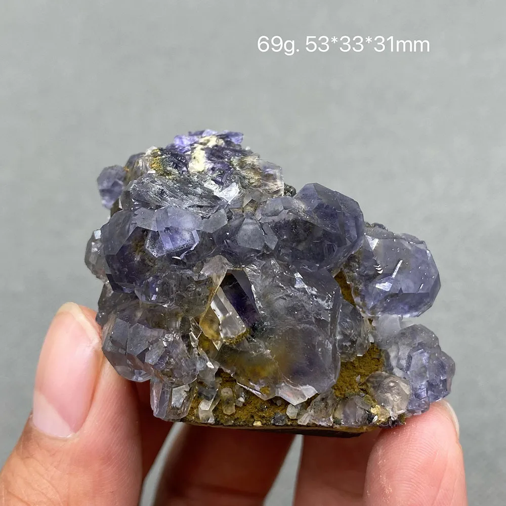 100% natural Chinese Fujian blue fluorite and calcite (fluorescent effect) symbiotic rough crystal quartz healing specimen