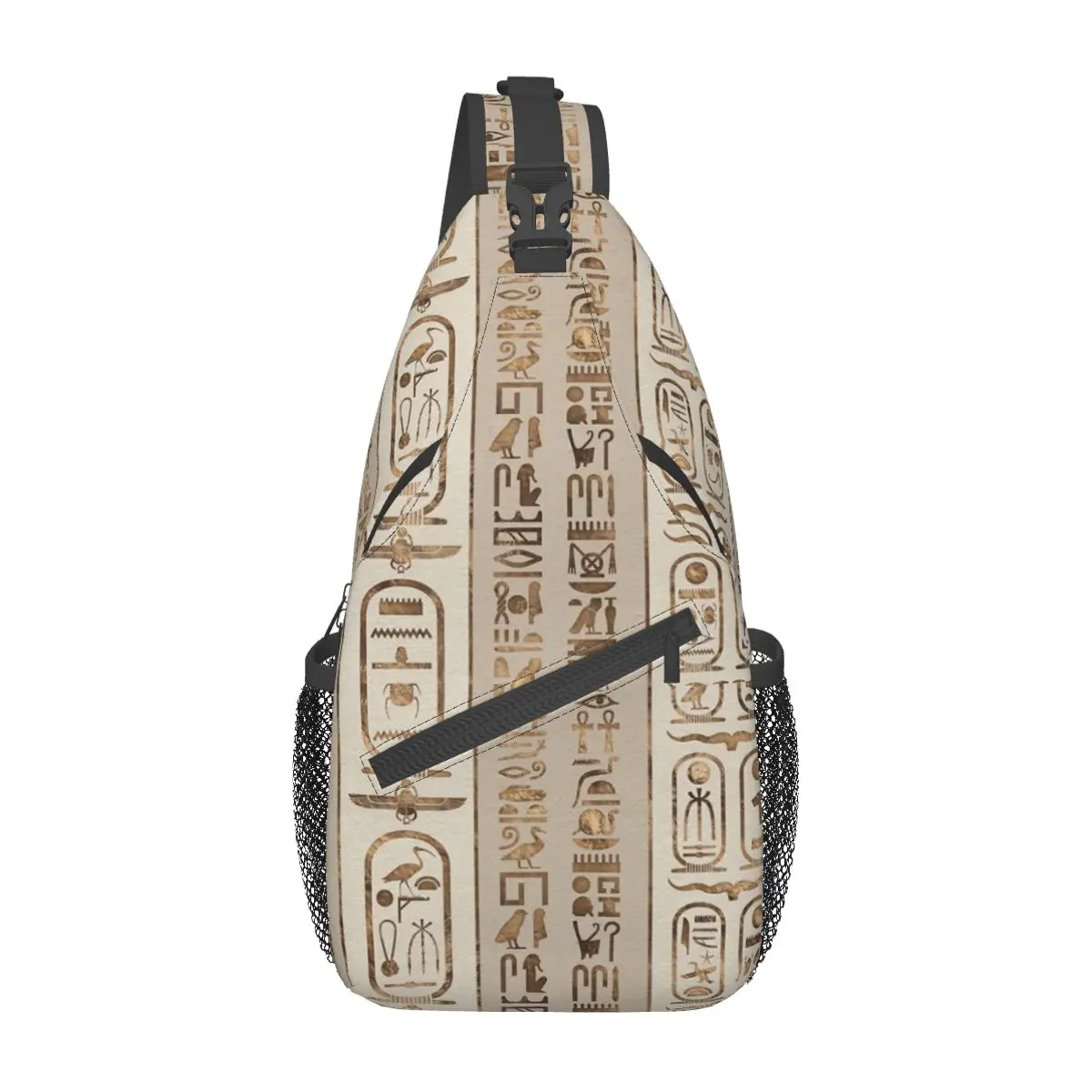 Egyptian Hieroglyphs Crossbody Sling Bag Small Chest Bag Eastern Language Shoulder Backpack Daypack for Travel Hiking Cycling