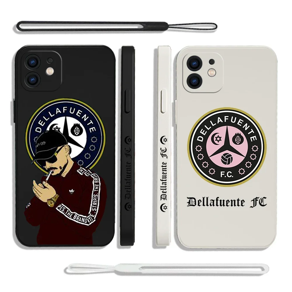 Dellafuentes F C Artwork Phone Case For iPhone 15 14 13 12 11 Pro Max Mini X XR XS MAX SE 8 Plus Silicone Cases with Hand Strap