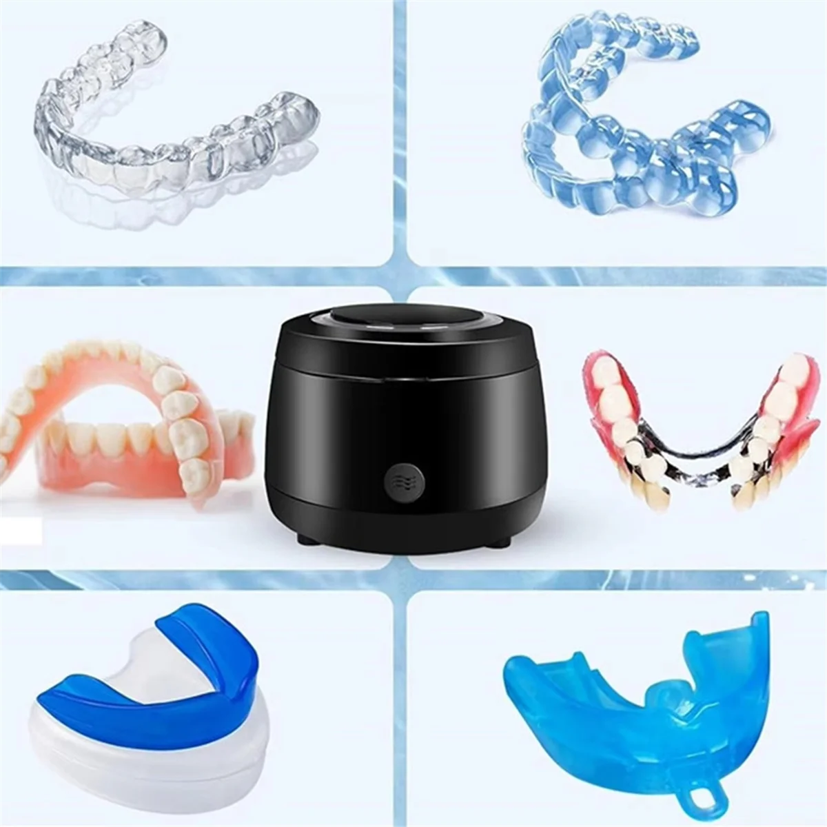 Nuevo limpiador de retenedores de cápsulas para limpieza de dientes, potente limpiador portátil para dentaduras postizas, máquina profesional de limpieza de joyas UVC, enchufe estadounidense