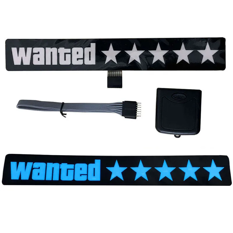 Wanted 5 Star JDM Car Windshield Glow Panel Electric Marker Lamp Blue LED Decoration Light Sticker Flashing Lights