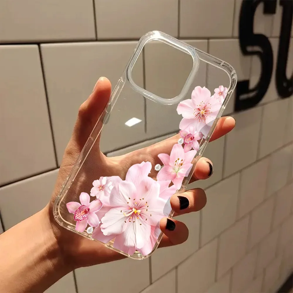 Pink Hibiscus Floral Aesthetics Coquette Clear Phone Case Cover for iPhone 17 16 11 15 14 13 12 Pro Max XS X 7 8 Plus Hard Funda - náhled 4
