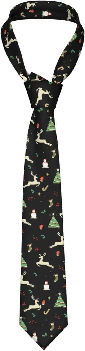 Deer Christmas Holiday Men's Tie Funny Neckties Halloween Novelty Ties Formal Party Business Neckties One Size