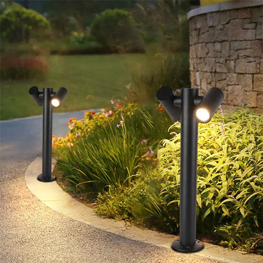 Imagem -03 - Impermeável Led Garden Pathway Spotlight Duplo Cabeça Lâmpadas Alumínio Pátio Post Luz Paisagem ao ar Livre Lâmpada Coluna Gramado