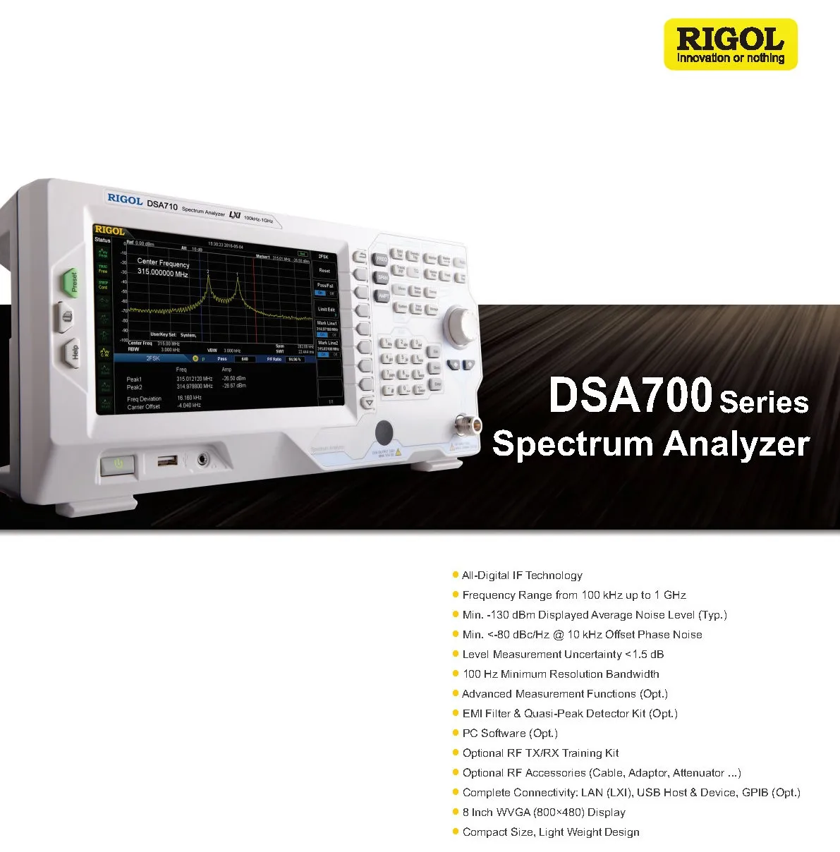 

RIGOL New Arrival Rigol DSA710 1GHz Spectrum Analyzer DSA705 500KHz Spectrum Analyzer