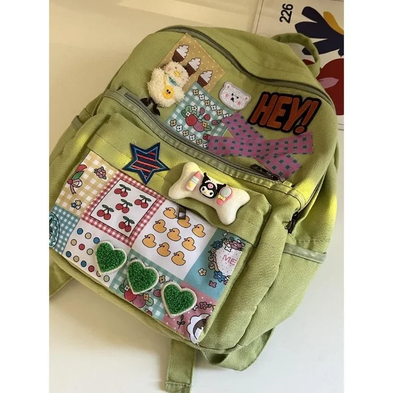 MBTI y2k kuromi ženy batoh plátna patchwork vintage móda univerzita batoh velký schopnost ležérní harajuku studenti brašna