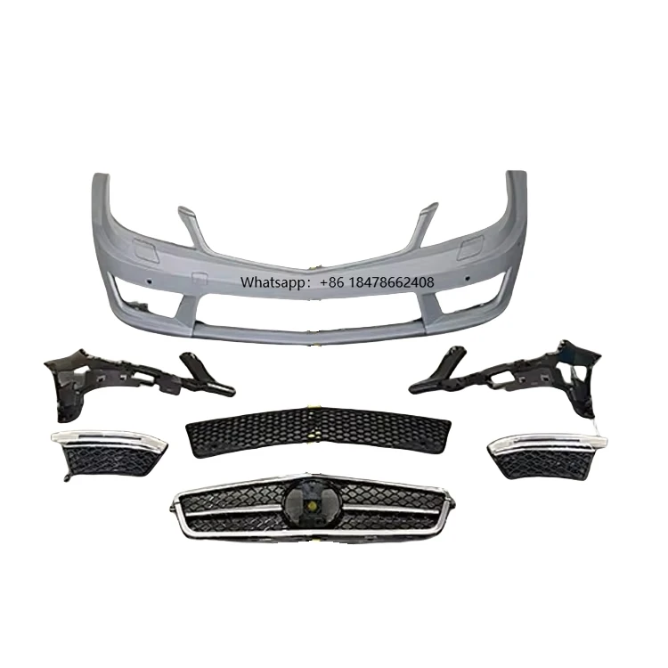 

Car Bumper for C- Class W204 C260 C200 C300 Modified C63 Front Bumper with Grille 2011-2014