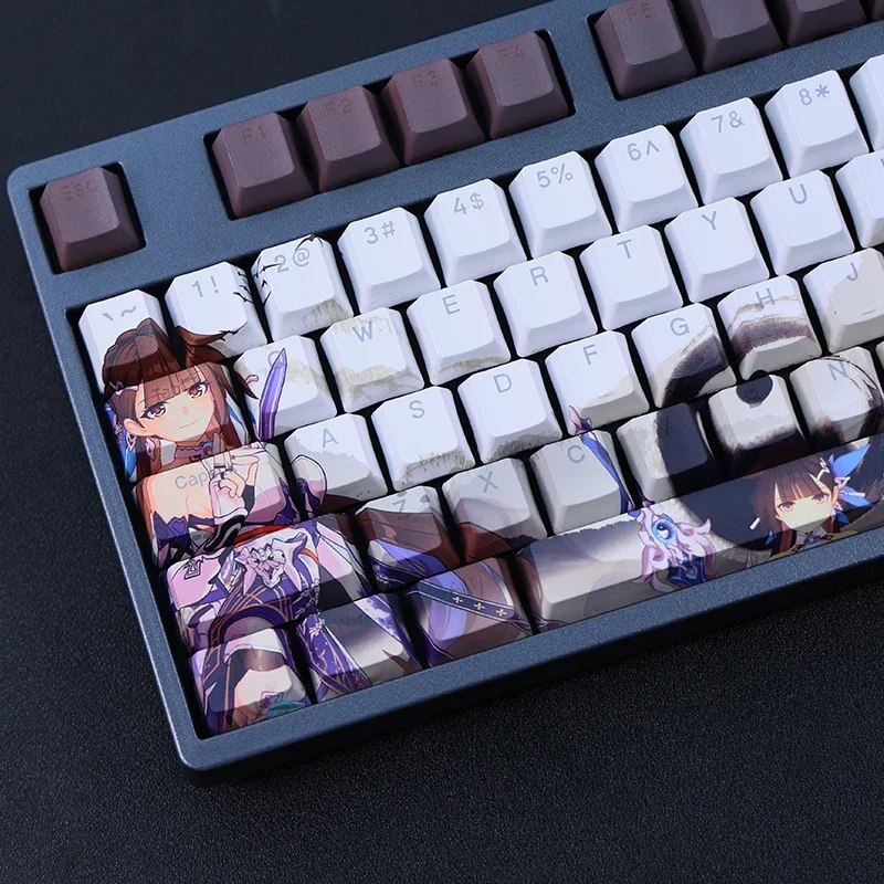 Li Sushang 108 Keycap PBT Honkai Impact DYE Sublimation Light Transmitting Cherry Key Cover Cross Switch for Mechanical Keyboard