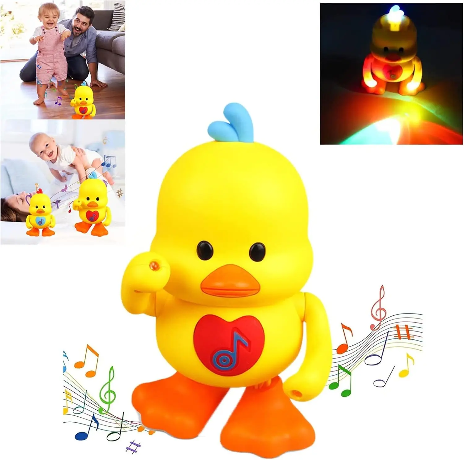 

Musical Dancing Duck Toys for Kid with Light Musical Toy with LED Light Music Sensory Activity Toys Learning Educational Toys