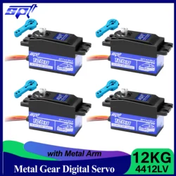 1/2/4/6PCS SPT 12KG RC Servo 4412LV 180 ° Metal Gear krótki korpus niskoprofilowe z metalowym ramieniem do 1/10 1/12 RC stałopłatu SCX10