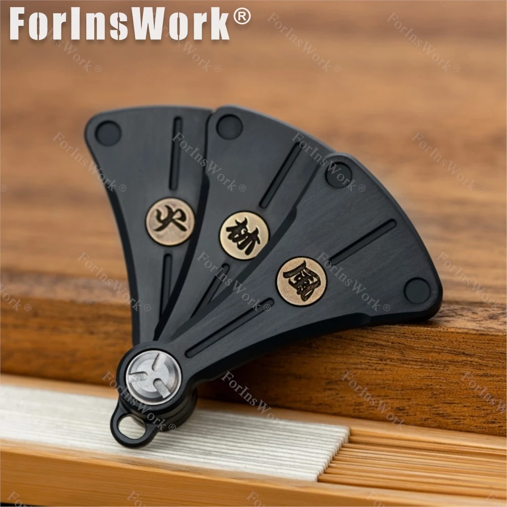 DGJ Cicada Singing EDC Three-layer Zirconium Alloy Folding Fan Mechanical Intensive Side Push Slider Decompression Toy