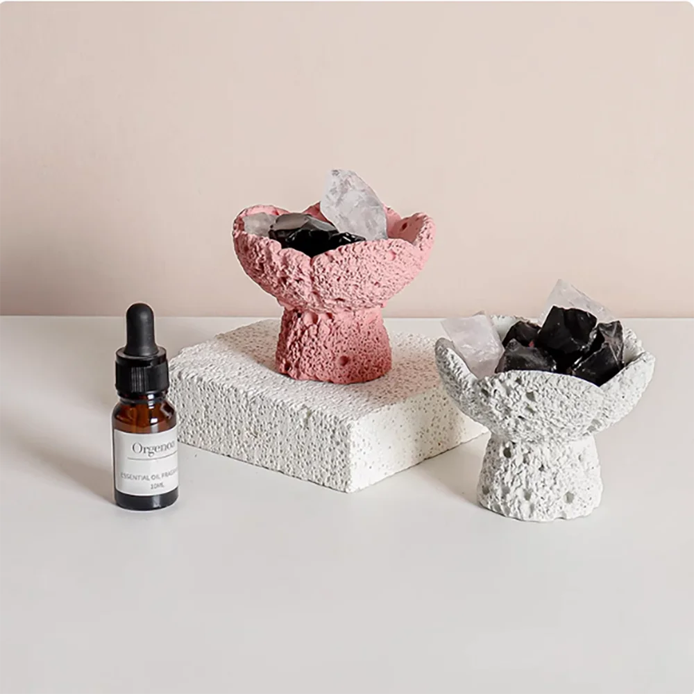 Silicone Mold for Concrete Diffuser Stone High Foot Candle Jar, DIY Aromatherapy Holder, Cement Candle Container Mold