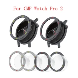 Metal Bezel Ring for CMF Watch pro 2 Protector Case Strap Cover with TemperedGlass Film Compatible with Nothing Watch Pro2 Shell