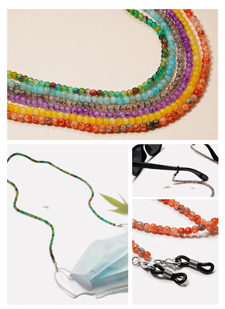 Verstellbarer Maskenhalter, Lesebrillenleine, Vintage-Brautaccessoire, Geschenk für Sie (Perlen-/Kristallperlen, Option aus Gold und Silber). – Detail 4