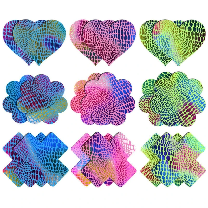 

Disposable Nipple Covers Colorful Fish Scales Nipple Stickers for Women Breast Petals Self Adhesive Bra Pasties 20 Pairs