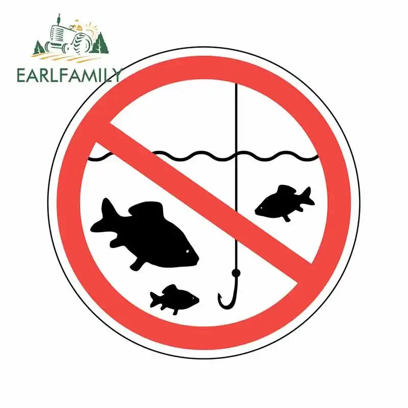 EARLFAMILY 13cm x 12.9cm for Sign Time of Spawning Fishing Is Prohibited Fish Fine Decal Fashion Anime Waterproof Car Sticker