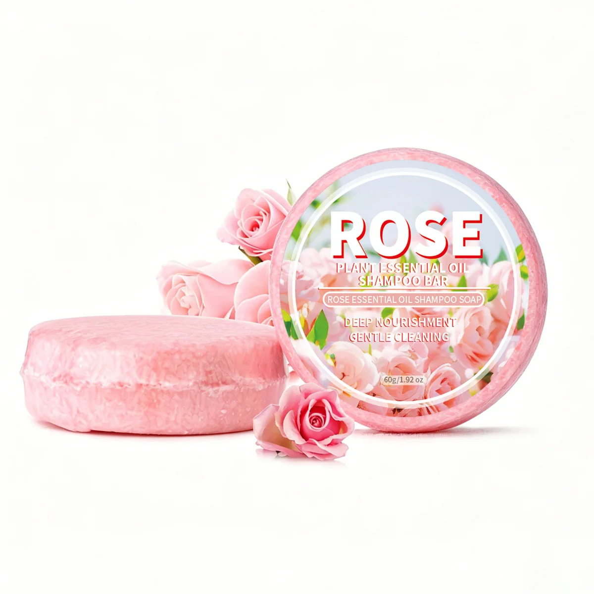 60g F+ Rose Solid Shampoo Bar Natural Organic Plant Extracted Essential Oil Shampoo Soap for Repairing Damaged Hair