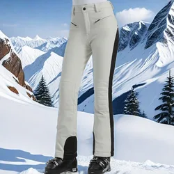 Women Slim Ski Pants Outdoor Waterproof Warm Snow Clothes High Elasticity Female Skiing Trousers 2025 Winter Alpine Sport Pants