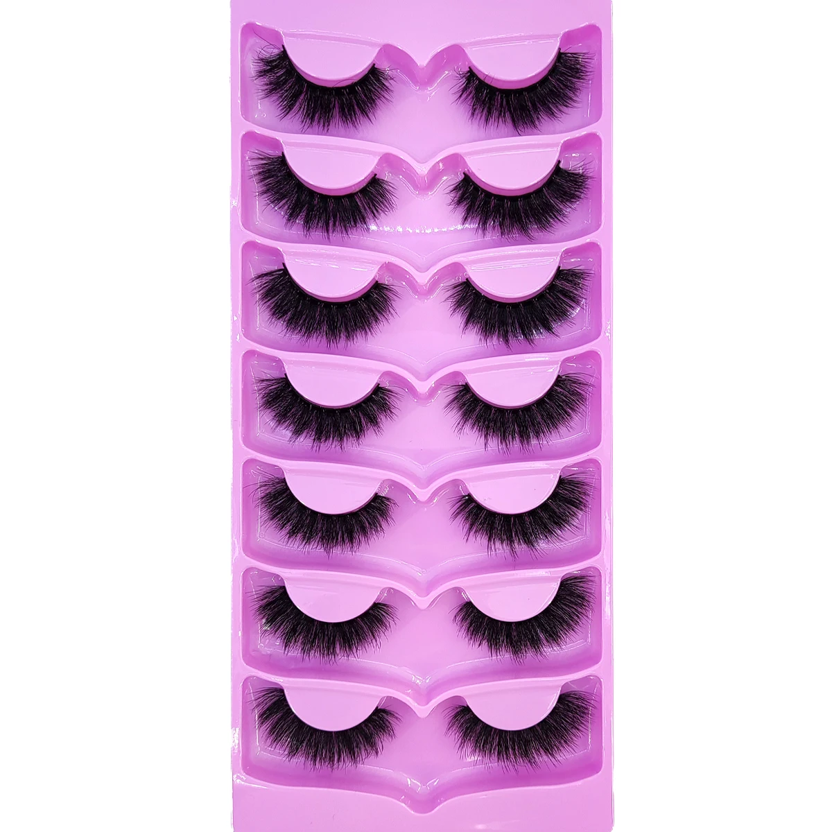 AMSDCN new 7 pairs of 3D mink eyelashes cross messy loose false eyelashes custom box Wispy fluffy natural curly soft cat eyela