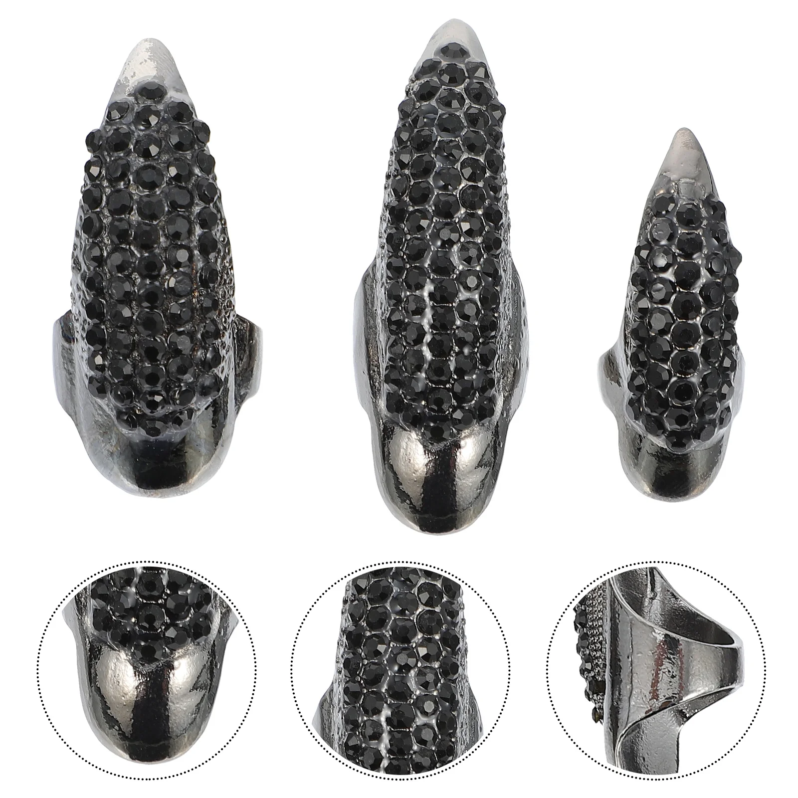 

10pcs Cat Long Nail Cover Rhinestone Embedded Zinc Alloy Nails Halloween Party Accessories Finger Claw Nail Ring Fingernail